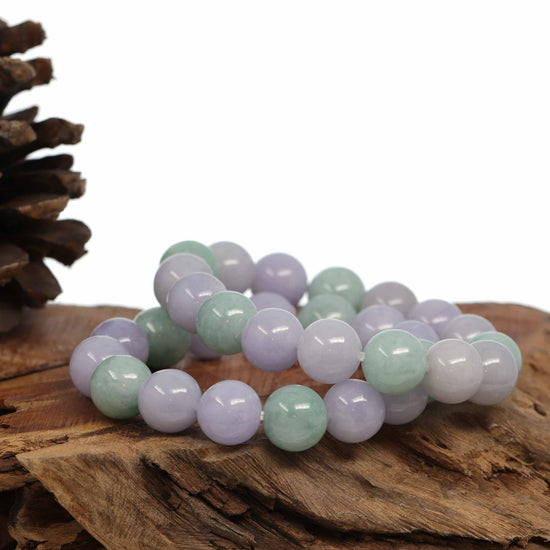 Jadeite Jade 13mm Round Purple Lavender Beads Bracelet, Real jade Jewelry, RealJade Co..com Jewelry,