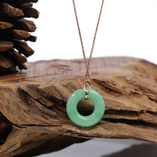 Load image into Gallery viewer, RealJade¨ &amp;quot;Good Luck Birdie&amp;quot; 18k Rose Gold Genuine Burmese Jadeite Lucky Pendant Necklace With AA Ruby &amp;amp; Diamond
