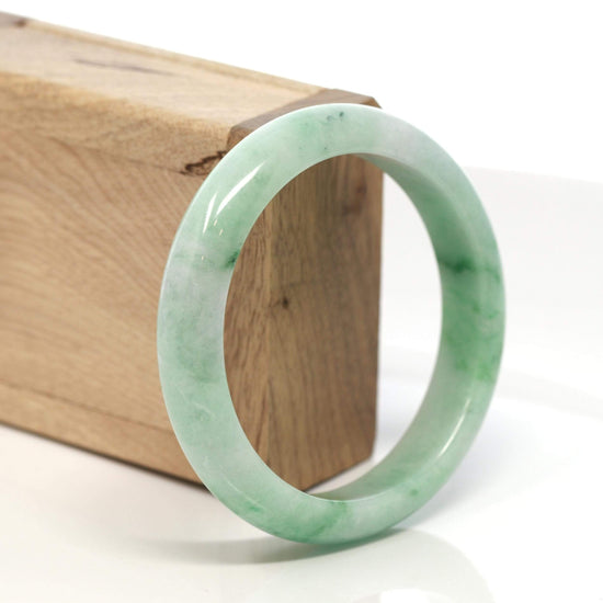 RealJade® "Classic Bangle" Genuine Burmese Green Jadeite Jade Bangle Bracelet (58.7 mm) #130