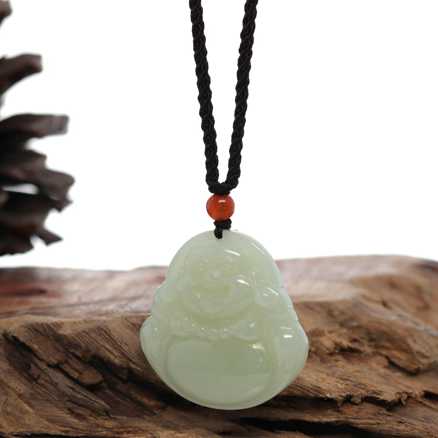 RealJade Co.® "Goddess of Compassion Buddha" Genuine HeTian White Nephrite Jade Guanyin Carving Pendant Necklace-RealJade Co.® Happy Valley Oregon