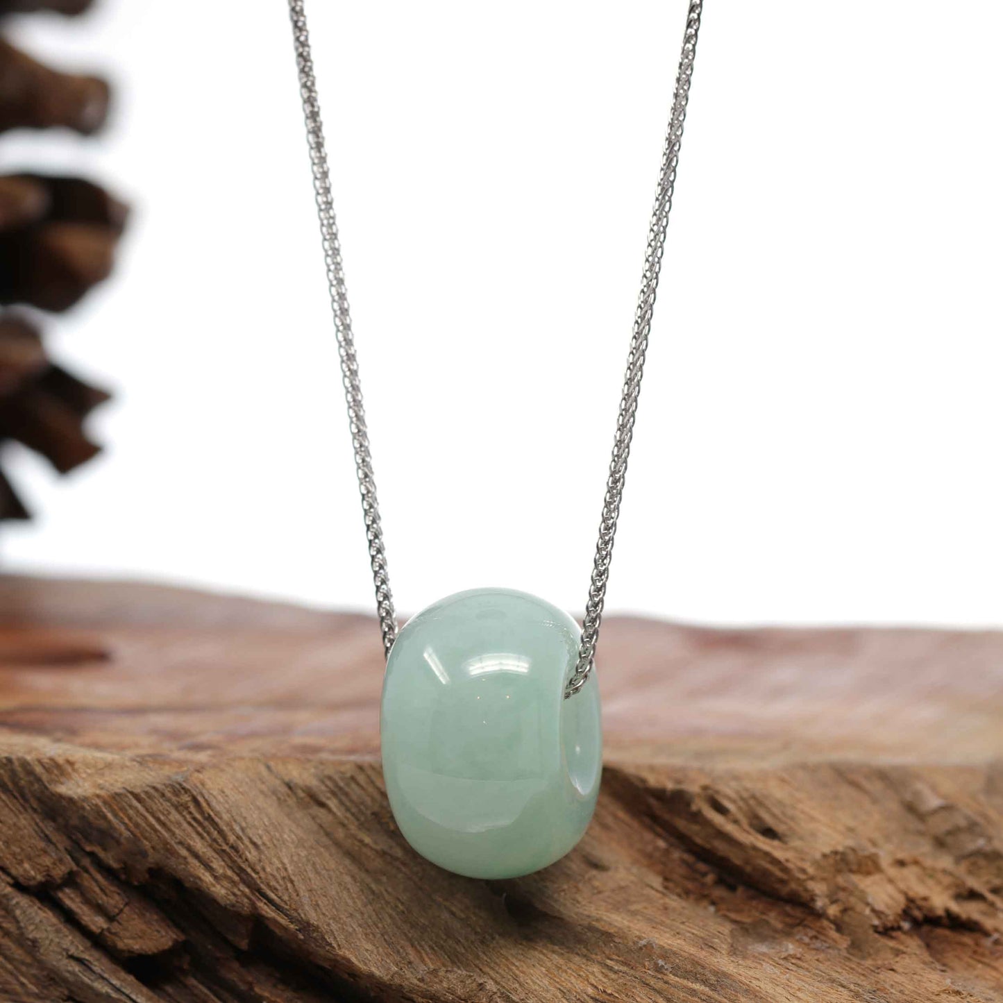 Load image into Gallery viewer, RealJade Co.® &amp;quot;Good Luck Button&amp;quot; Necklace Light Green Jadeite Jade Lucky Tong Tong Necklace
