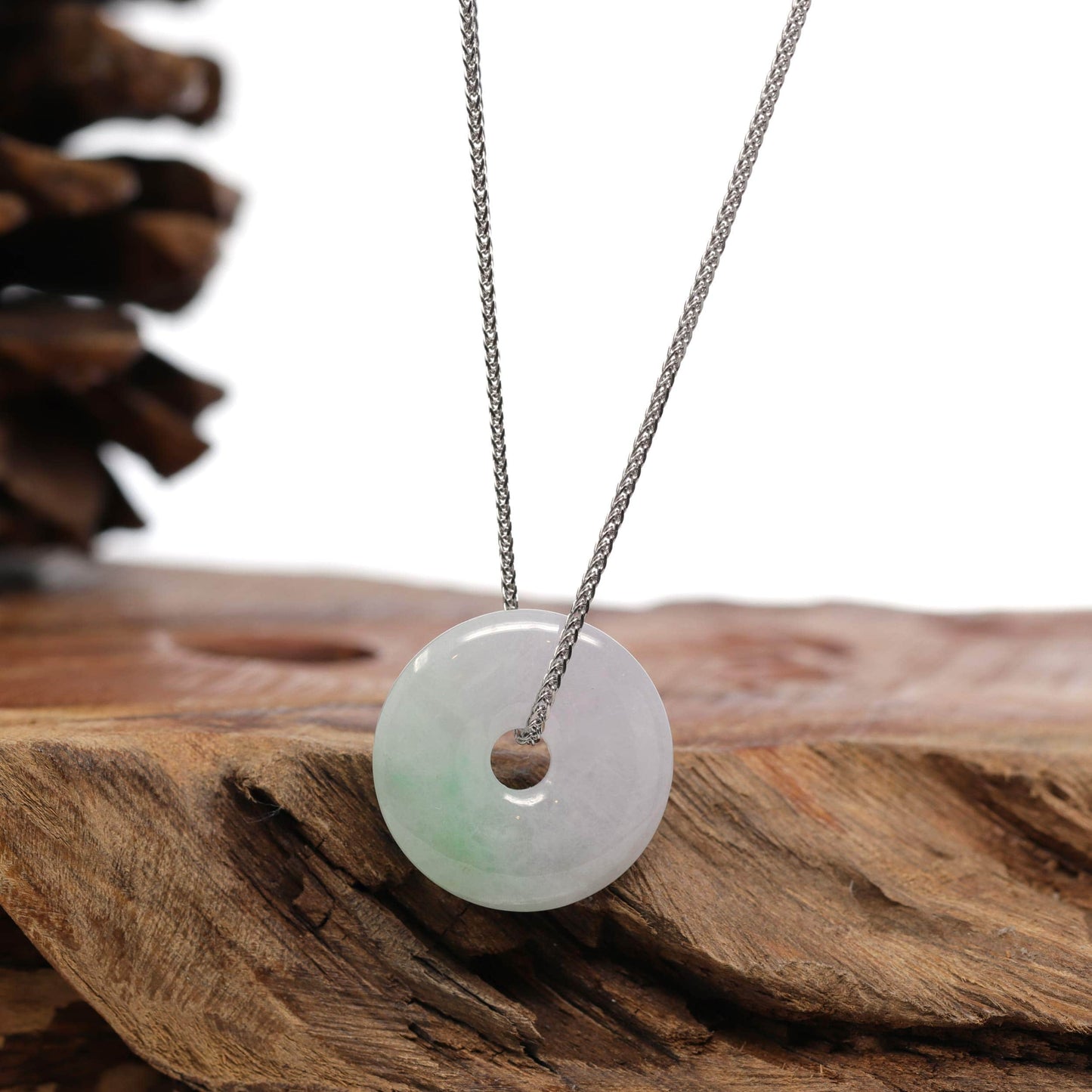Load image into Gallery viewer, RealJade® Co. &amp;quot;Good Luck Button&amp;quot; Necklace Green and Lavender Jadeite Jade Lucky Ping An Kou Necklace
