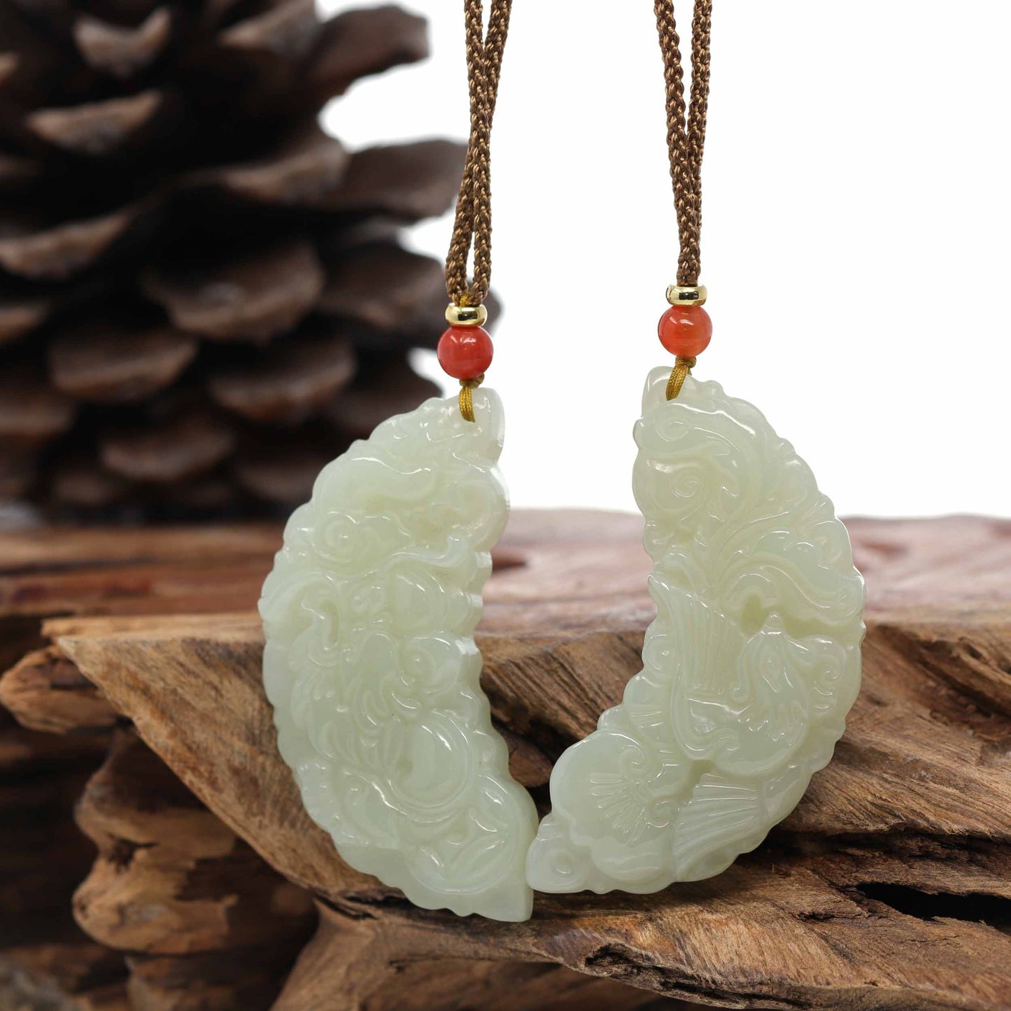 Load image into Gallery viewer, Copy of RealJade Co.® &amp;quot;Dragon Good Luck Pattern&amp;quot; Genuine HeTian White Nephrite Jade Symbol Pendant Necklace-RealJade Co.® Happy Valley Oregon
