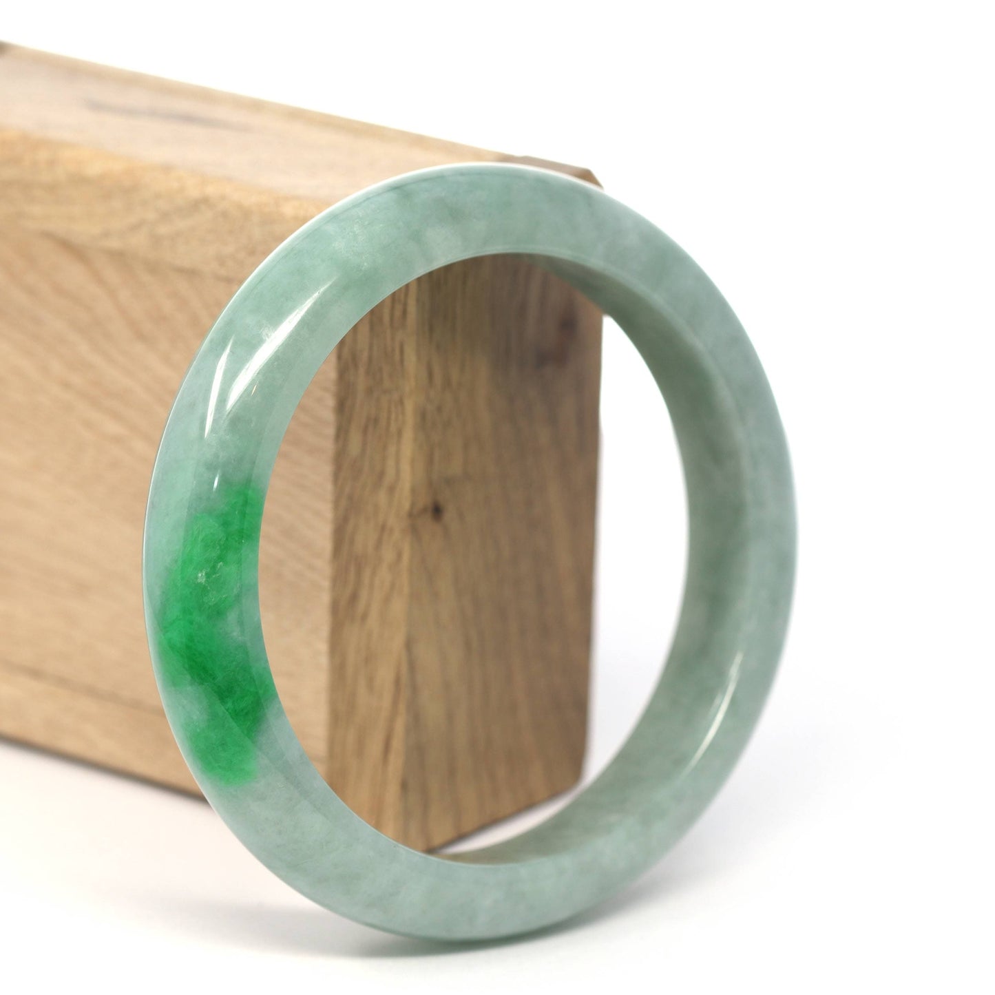 Genuine Burmese Forest Green Jadeite Jade Bangle Bracelet (60.57 mm) #232