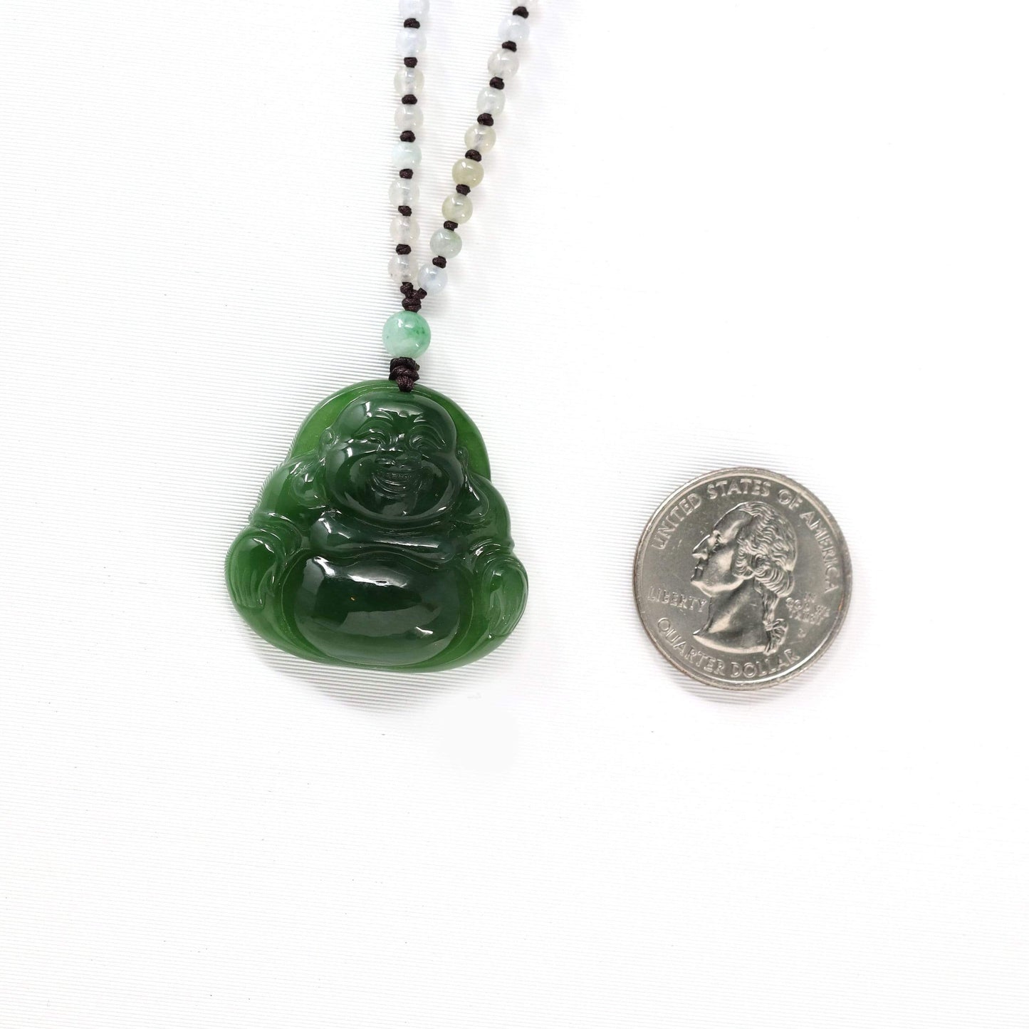 Jade Emerald Laughing Buddha Pendant Necklace Amulet Jewelry - Temu