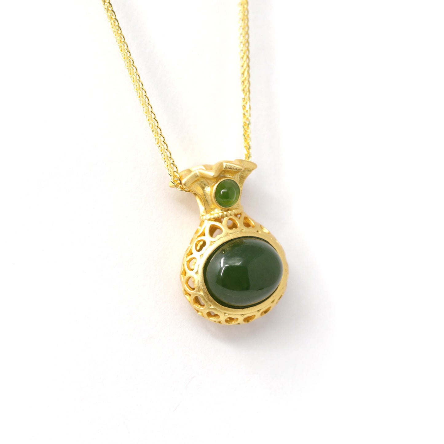RealJade® Co. Jade Pendant Necklace   "Lucky Oval Jade" Sterling Silver Nephrite Green Jade Classic Pendant Necklace
