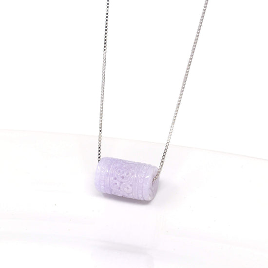 RealJade® "Good Luck Button" Necklace Real Lavender Jade Lucky TongTong Pendant Necklace
