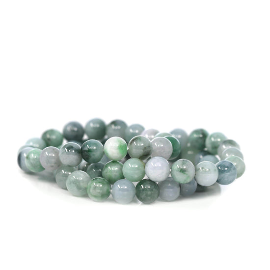Load image into Gallery viewer, Genuine Jadeite Jade 10mm Round Blue Green Multiple Color Beads Bracelet (10mm)
