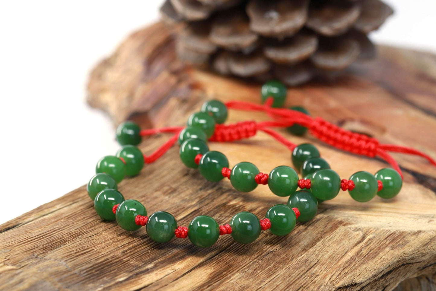 RealJade® Natural Nephrite Jade Bead Bracelet With Red String
