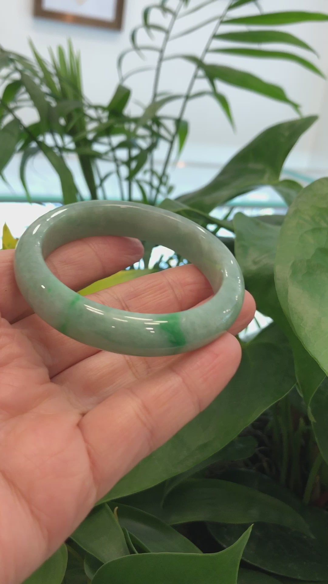 Load and play video in Gallery viewer, RealJade® Co. &amp;quot;Classic Bangle&amp;quot; Forest Green Natural Burmese Jadeite Jade Bangle ( 55.91 mm )  #436
