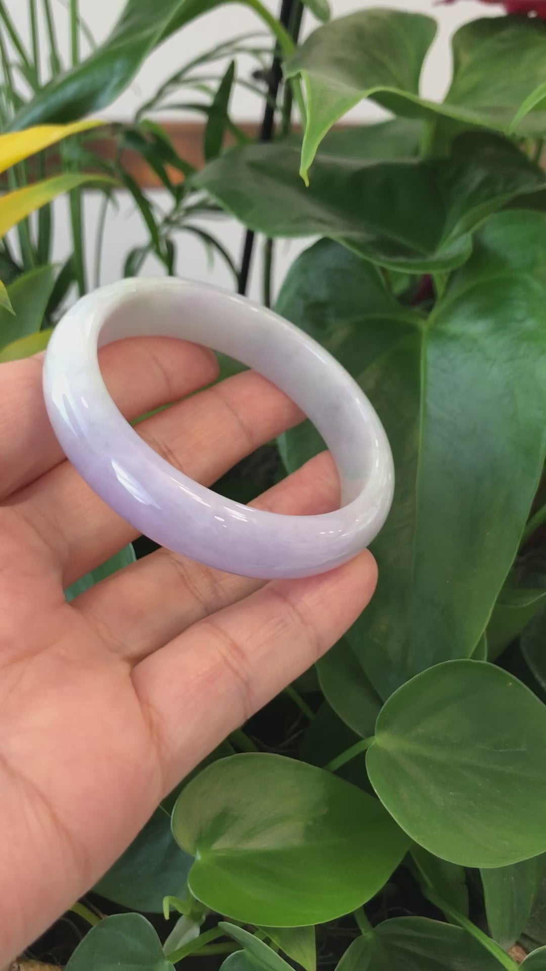 Load and play video in Gallery viewer, RealJade® Co. &amp;quot;Classic Bangle&amp;quot; Lavender Natural Jadeite Jade Bangle (56.14 mm) #610
