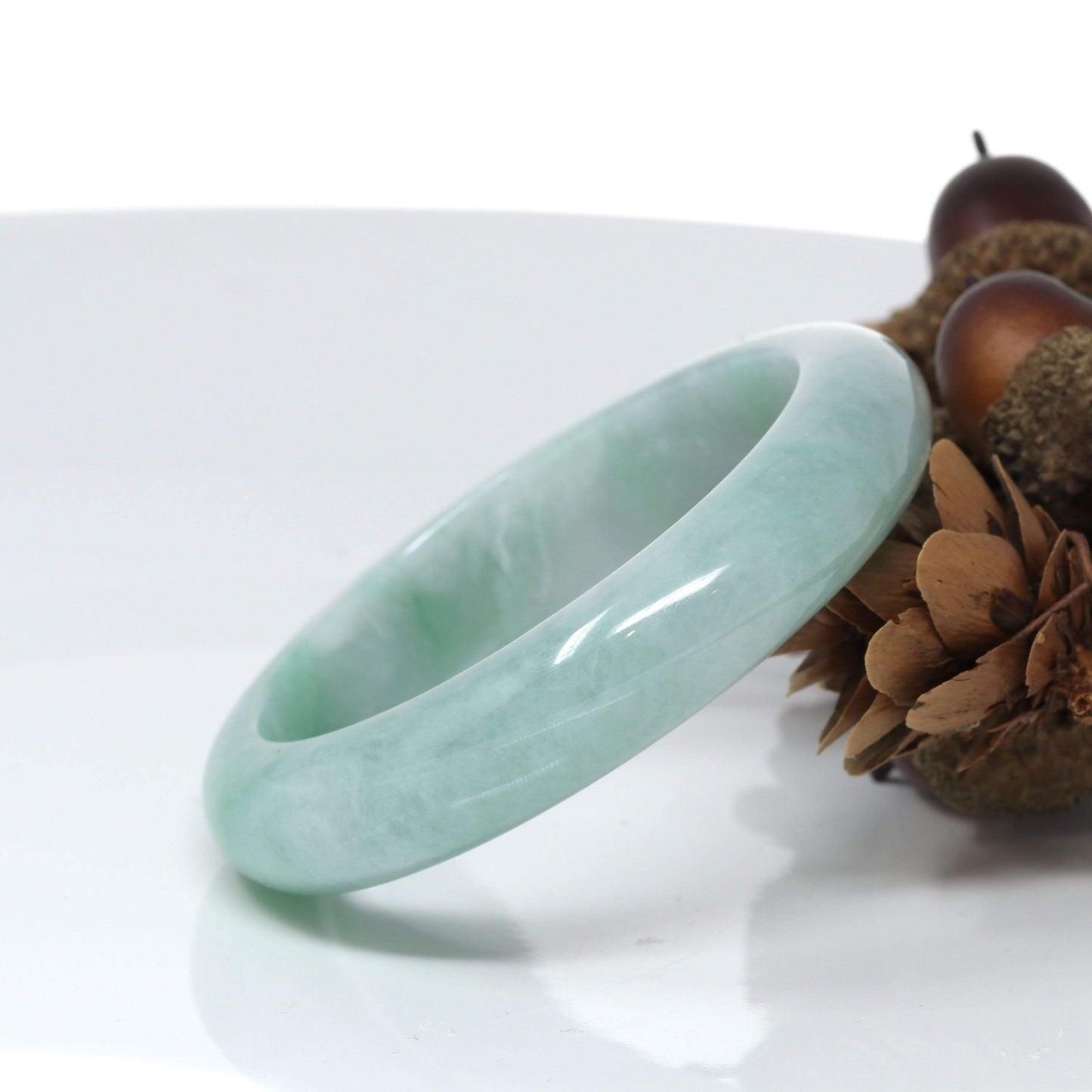 Baikalla™ "Classic Bangle" Genuine Burmese High-End Apple Green Jadeite Jade Bangle Bracelet (54.3mm) #528