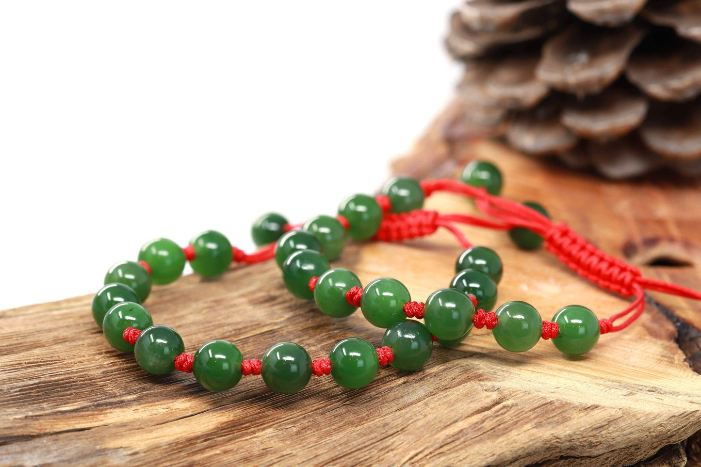 Burmese Jade Donut Necklace on Red Thread – Made by KCA