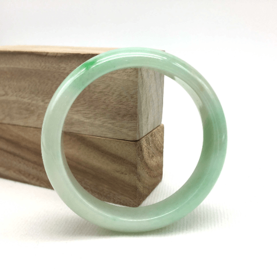 Genuine Burmese Green Jadeite Jade Bangle Bracelet (57.2mm)#SZS1004