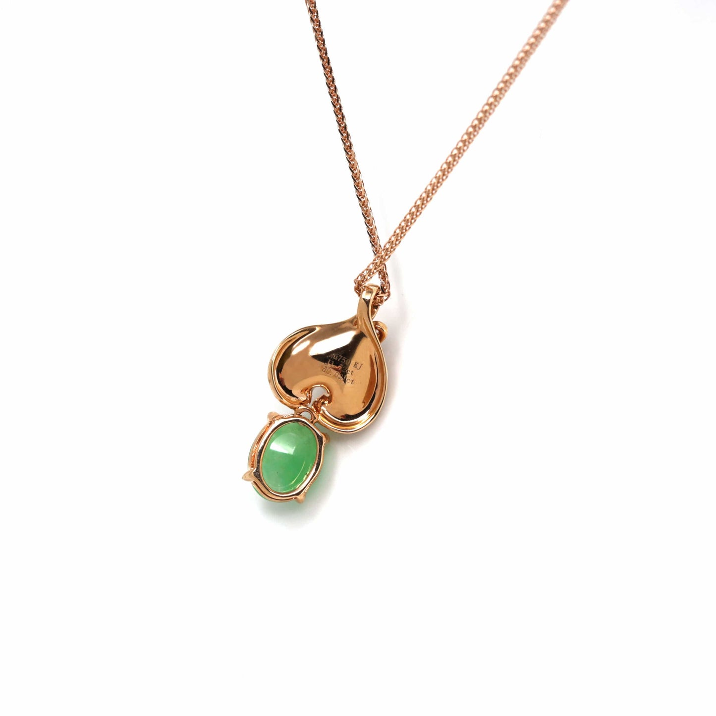 Load image into Gallery viewer, 18k Rose Gold Jadeite Jade Diamond Pendant Necklace
