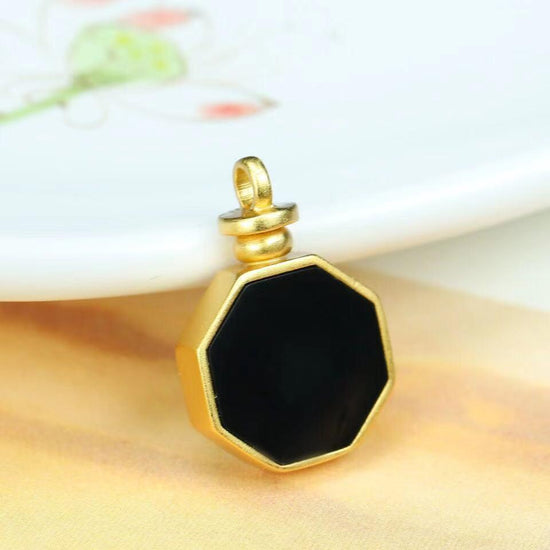 RealJade® Sterling Silver Real Black Nephrite Jade Classic Square Pendant Necklace