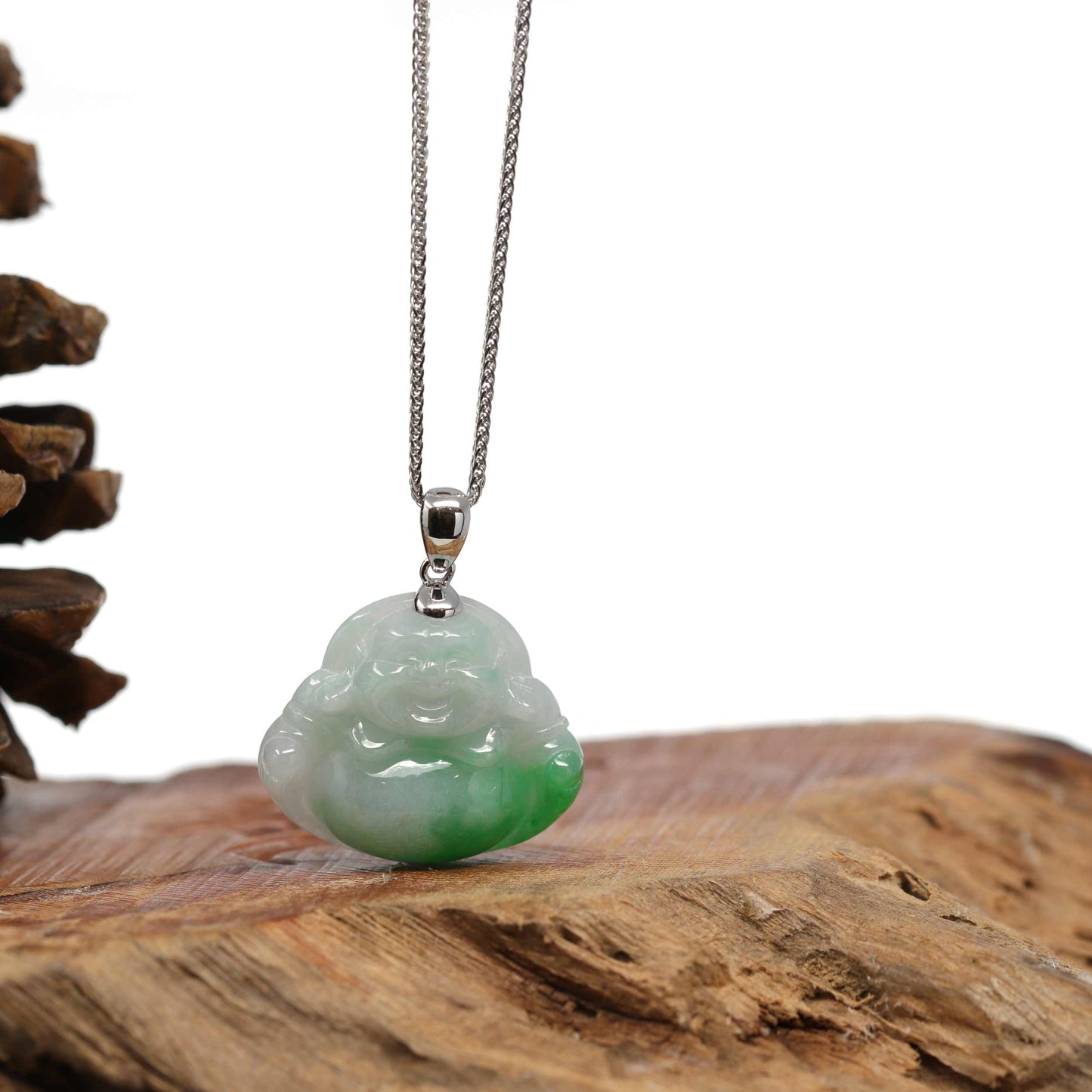 Sterling Silver Buddha Jade 24” Necklace – Noellery