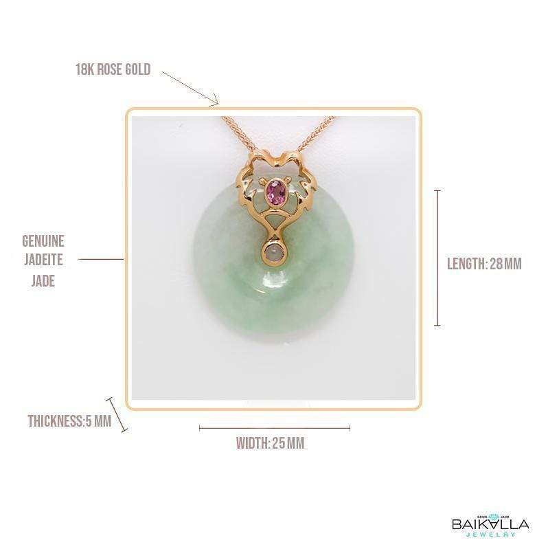 Load image into Gallery viewer, 18k Rose Gold Genuine Jadeite Constellation (Leo) Necklace Pendant with Tourmaline

