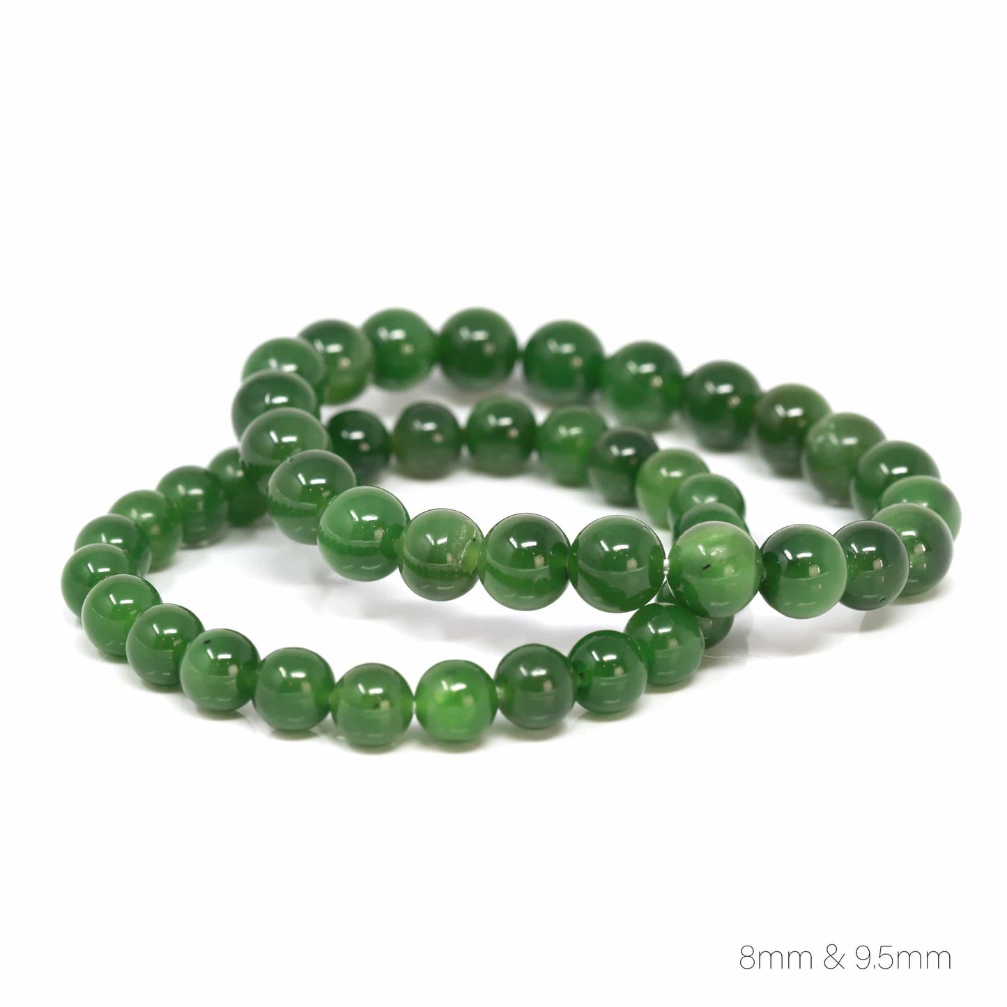 RealJade® Genuine Green Jade Round Beads Bracelet Bangle ( 9.5 mm )