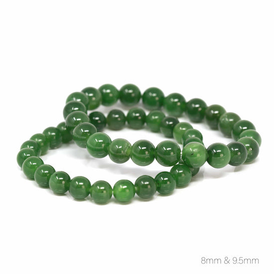 RealJade™ Genuine Green Jade Round Beads Bracelet Bangle ( 9.5 mm )