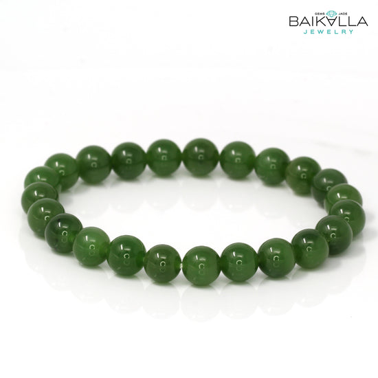 RealJade™ Genuine Green Jade Round Beads Bracelet Bangle ( 9.5 mm )