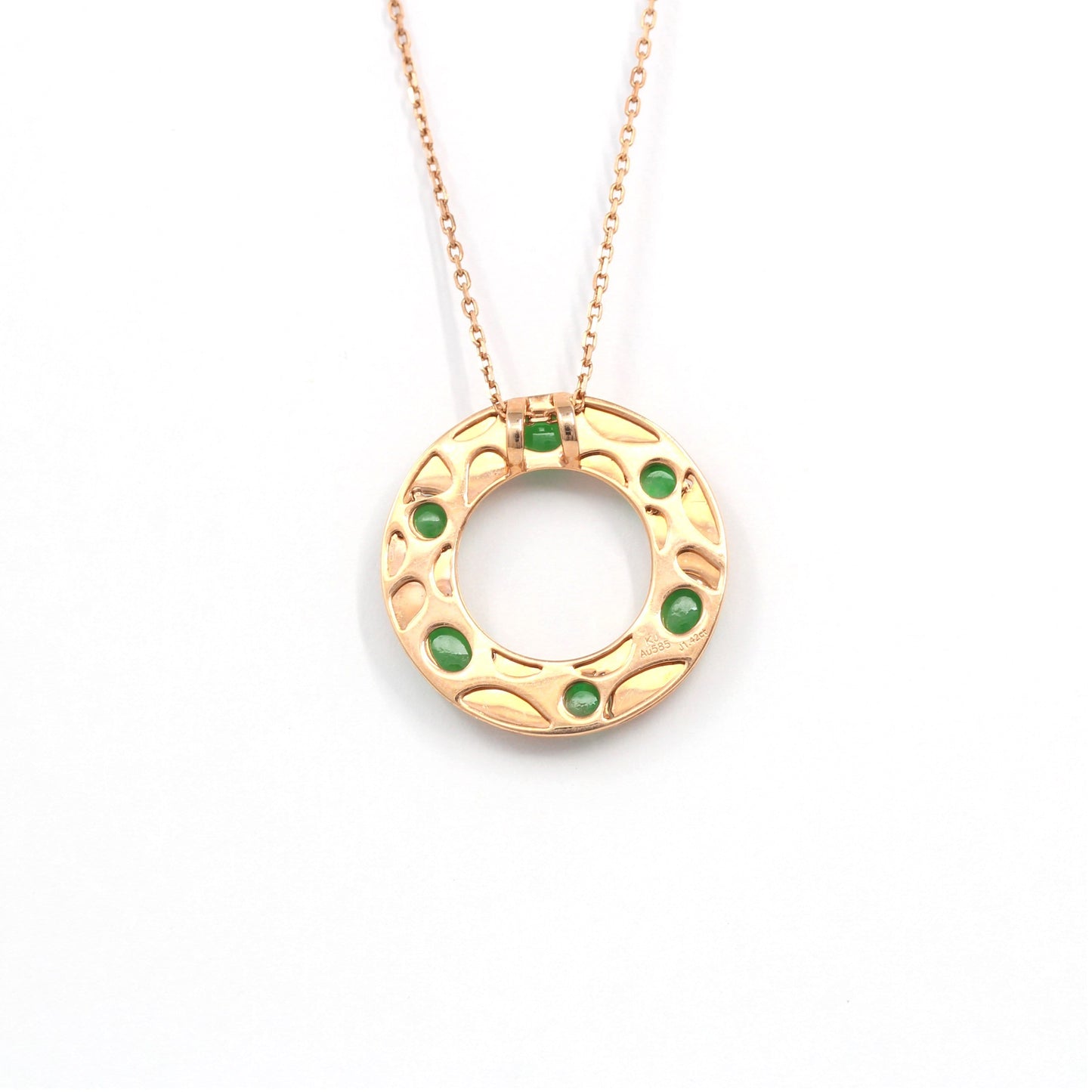 RealJade¨ "Alexandra" 14k Rose Gold & Genuine Imperial Jadeite Pendant Necklace