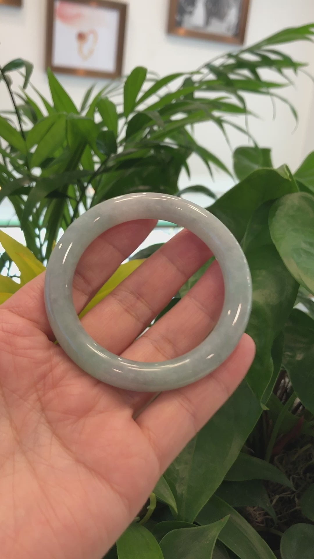 Load and play video in Gallery viewer, RealJade Co.¨ Classic Real Jade Jadeite Bangle Bracelet ( 56.38 mm )#848
