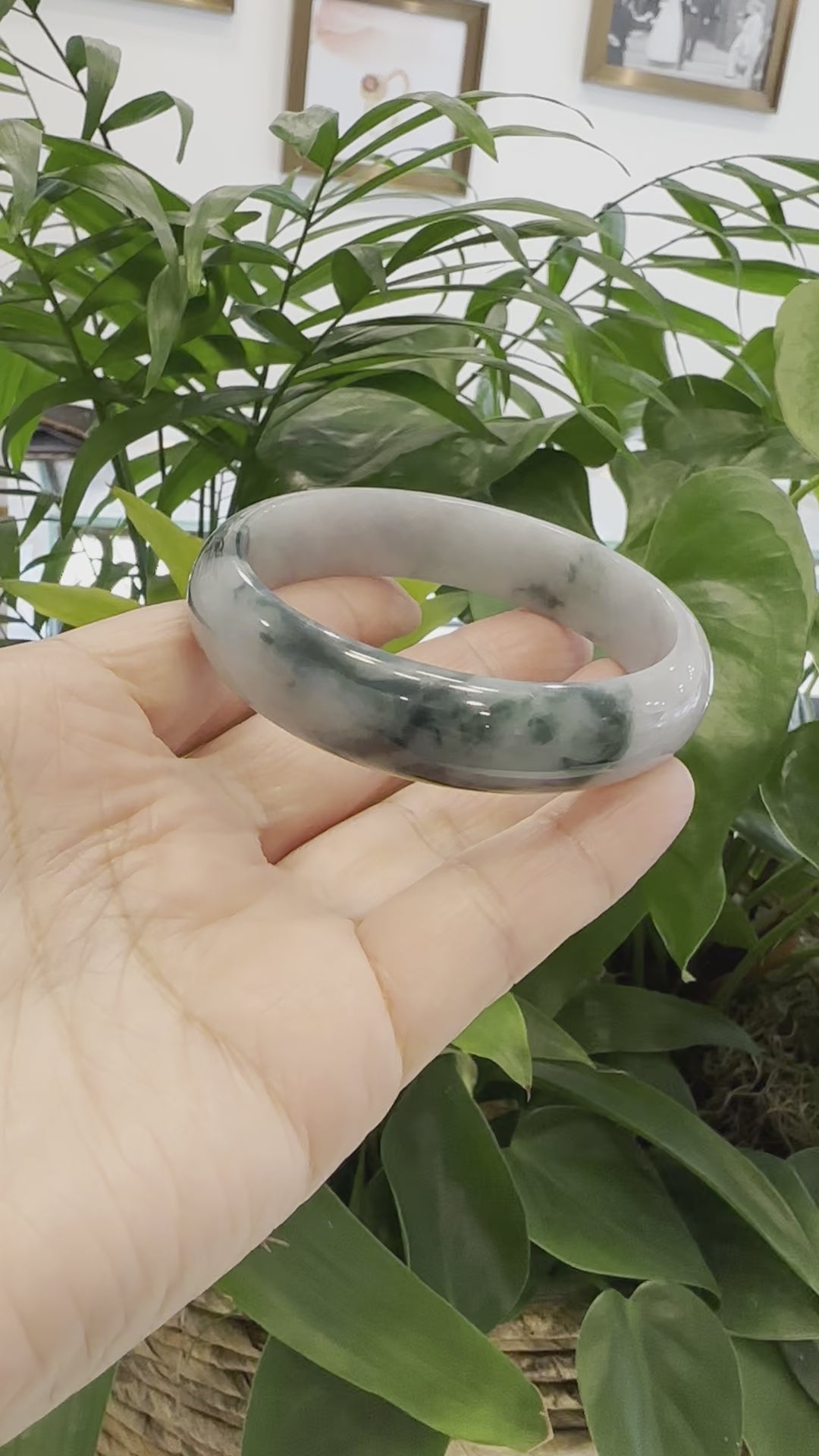 Load and play video in Gallery viewer, RealJade® Co. Blue-Green Classic Real Jadeite Jade Bangle Bracelet (63.48mm) #395
