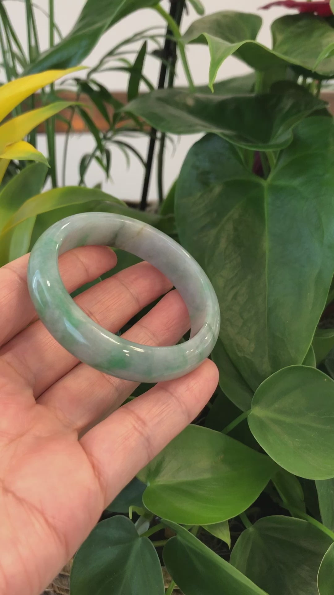 Load and play video in Gallery viewer, RealJade® &amp;quot;Classic Bangle&amp;quot; Green Natural Burmese Jadeite Jade Bangle (52.60mm) #582
