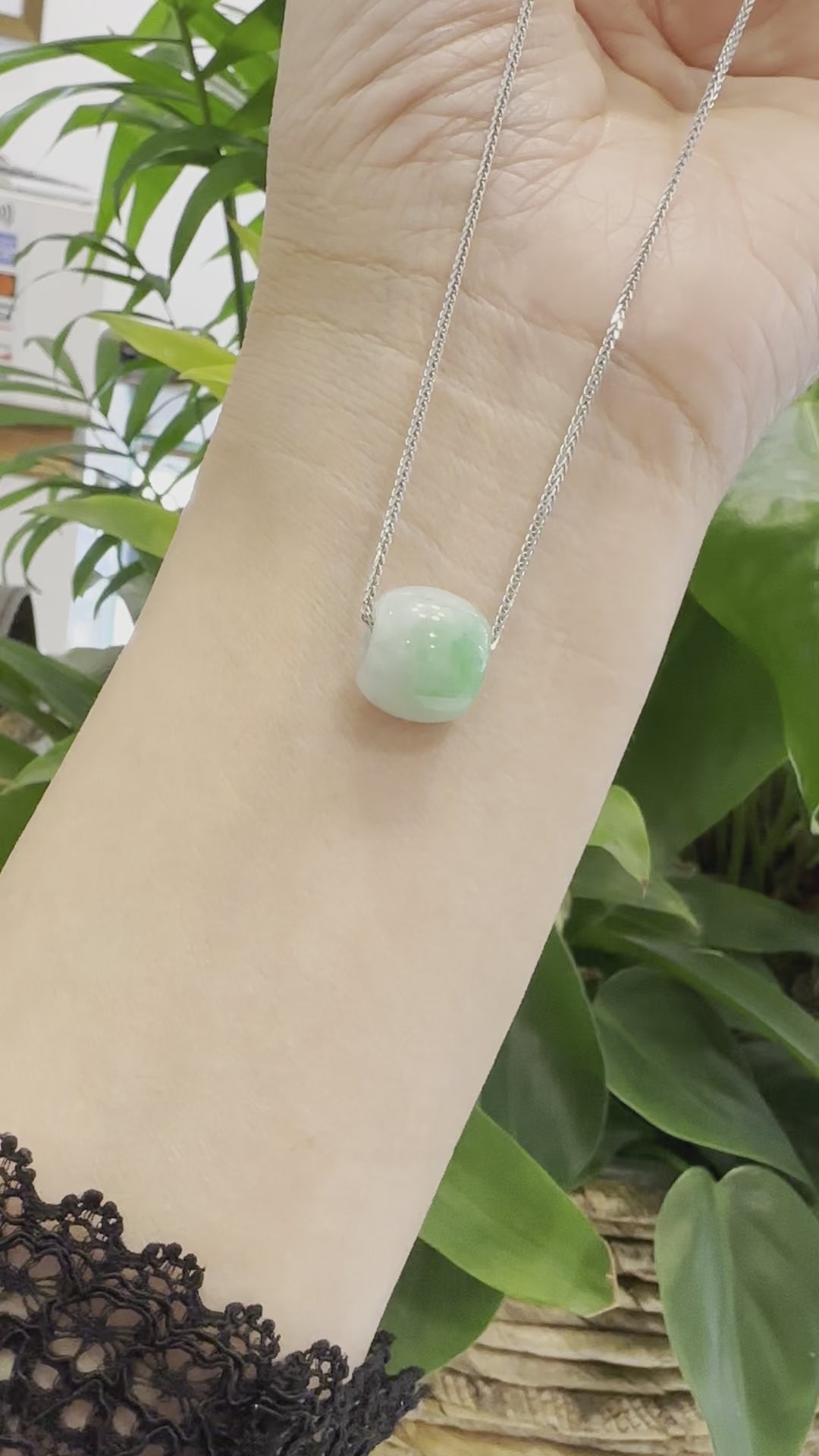 Load and play video in Gallery viewer, RealJade Co.® &amp;quot;Good Luck Button&amp;quot; Necklace Rich Apple Green Jade Lucky TongTong Pendant Necklace
