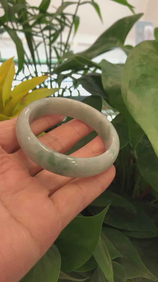 Load and play video in Gallery viewer, &amp;quot;Classic Bangle&amp;quot; Forest Green Jade Jadeite Bangle Bracelet (56.30 mm) #711
