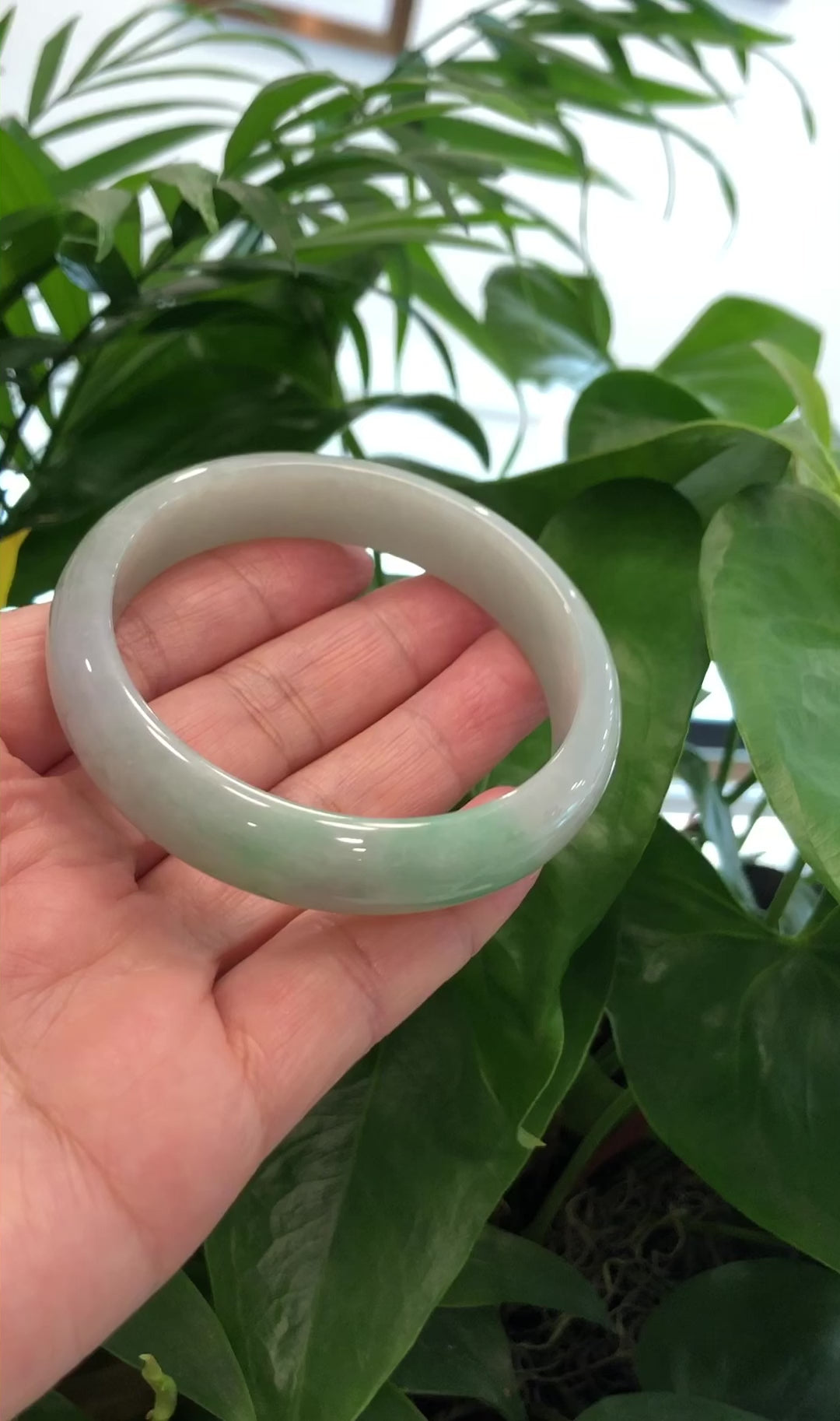 Load and play video in Gallery viewer, RealJade® Co. &amp;quot;Classic Bangle&amp;quot; Genuine Jadeite Jade Green Bangle Bracelet (61.87mm)#877
