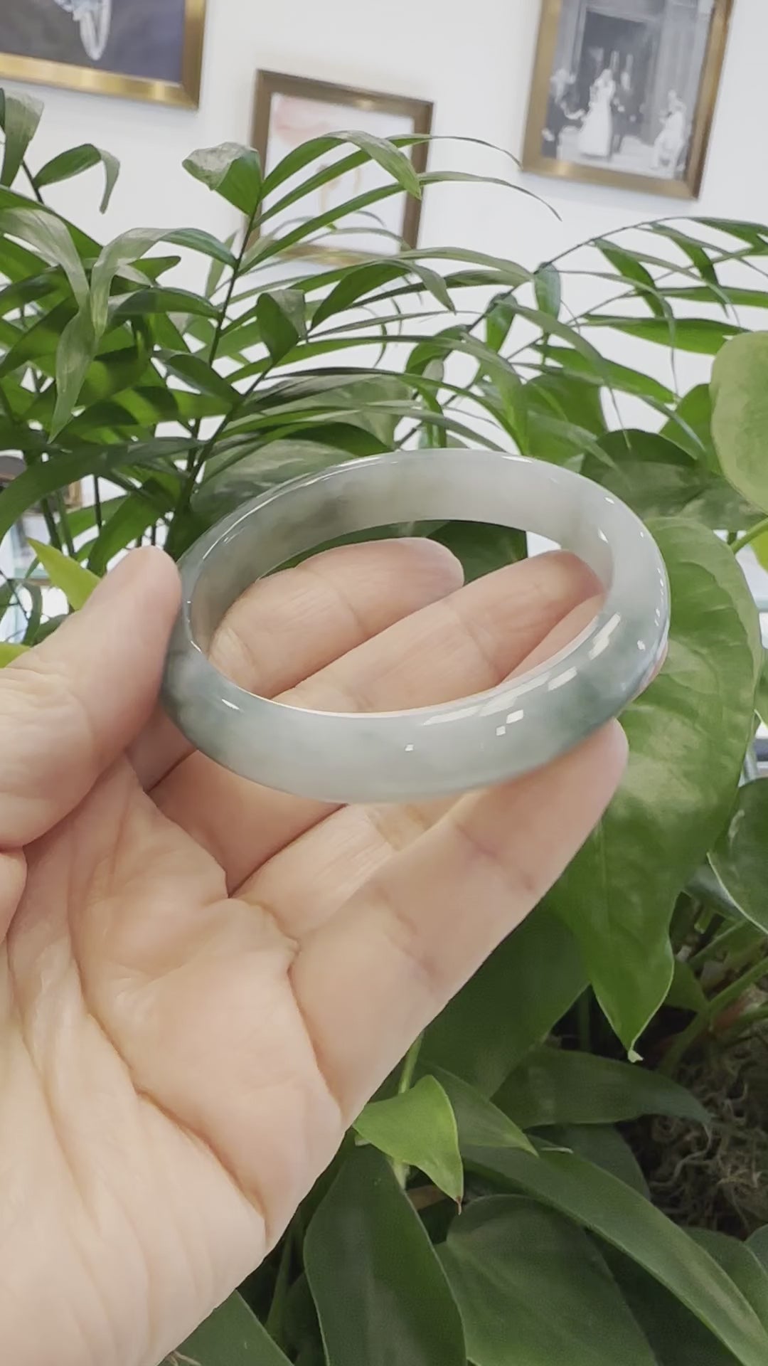 Load and play video in Gallery viewer, RealJade® Co. Blue Green Classic Real Jadeite Jade Bangle Bracelet (58.40mm) #388
