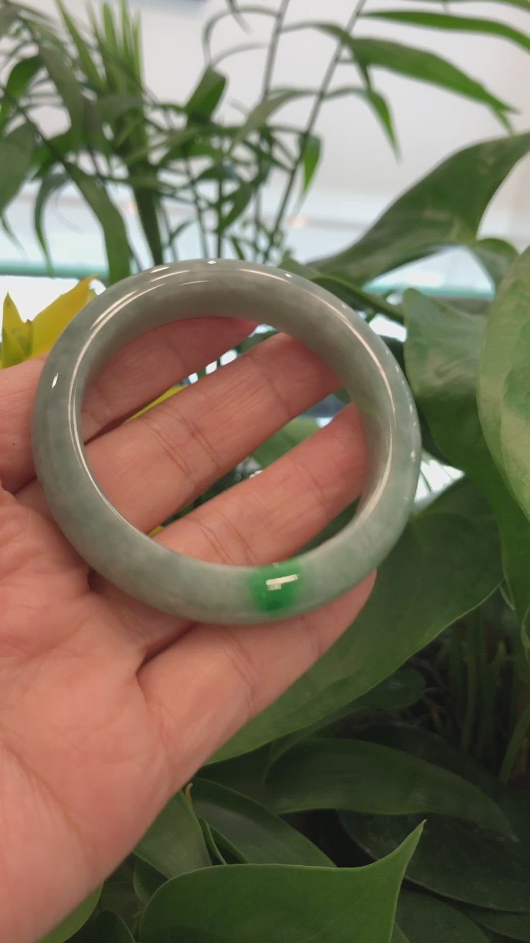 Load and play video in Gallery viewer, RealJade® Co. &amp;quot;Classic Bangle&amp;quot; Deep Green Natural Burmese Jadeite Jade Bangle ( 55.06mm )#435
