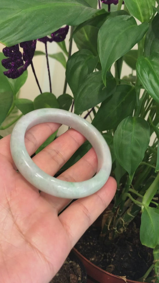 Load and play video in Gallery viewer, RealJade® &amp;quot;Classic Bangle&amp;quot; Genuine Burmese Lavender Jadeite Jade Bangle Bracelet (58.3 mm) #159
