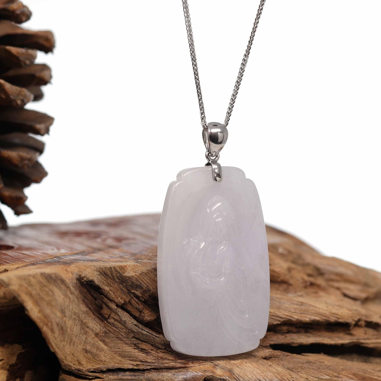 Load image into Gallery viewer, Lavender Jadeite Jade Guanyin Pendant Necklace | Real Jade Jewelry | RealJade¨ Co.
