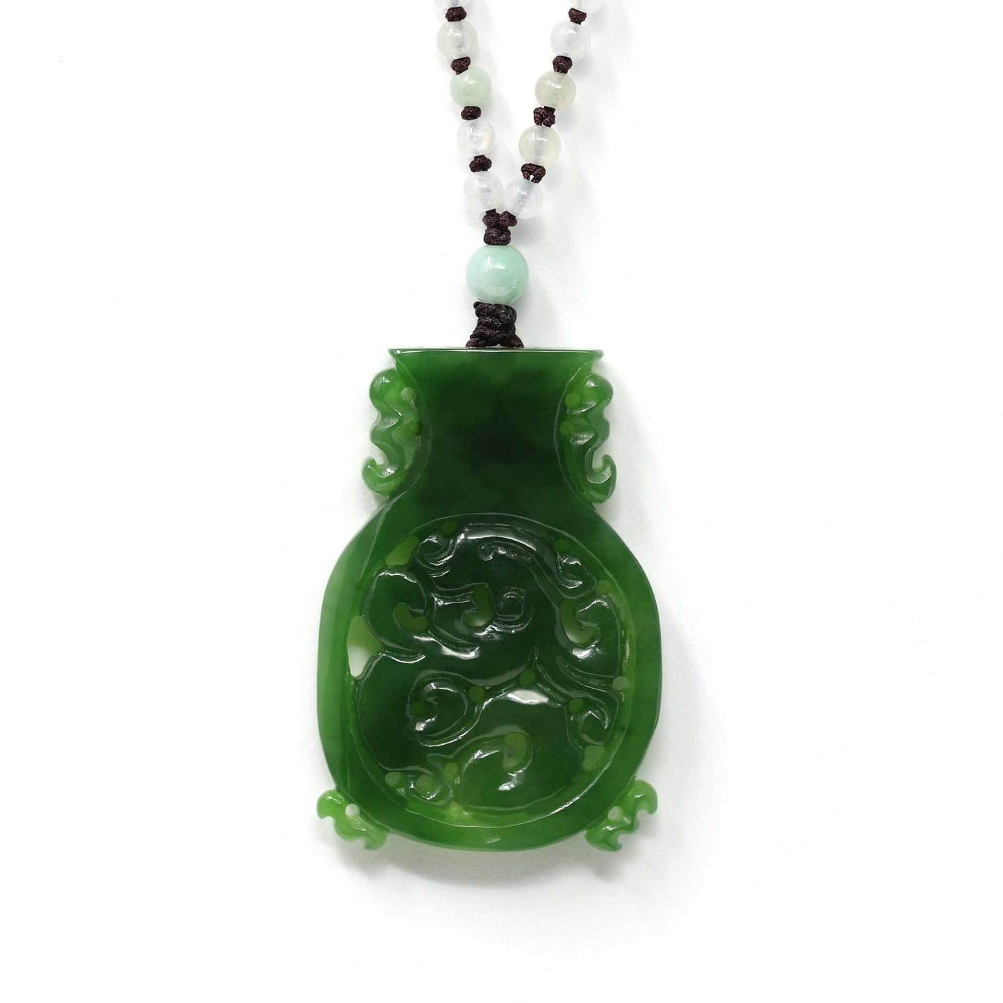 Genuine Burmese Ice Jadeite Jade Guanyin Necklace With Good Luck Design –  RealJade® Co.